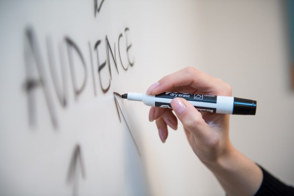 Audience written on whiteboard